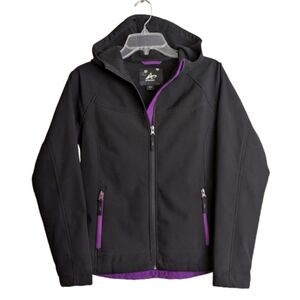 Athletech Hooded Jacket Black and Purple Full Zip Pockets Athletic Size Small